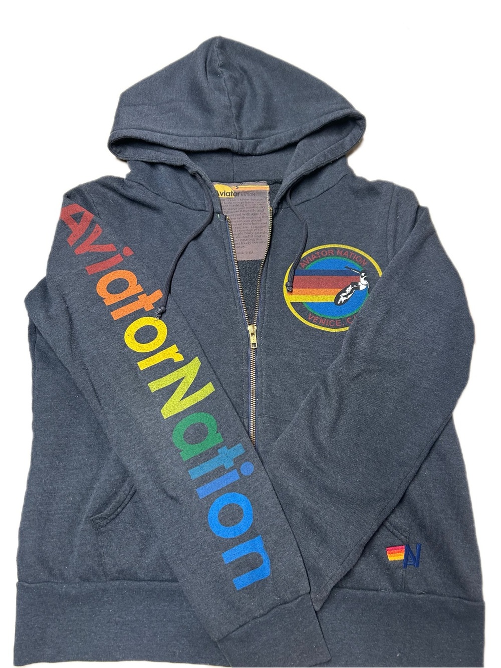 Aviator Nation Rainbow Zip Hoodie